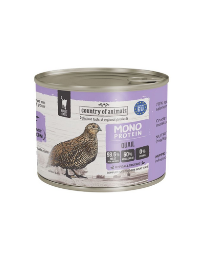 COUNTRY OF ANIMALS Cat Monoprotein Quail 200g fürj, nedves macskaeledel