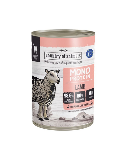 COUNTRY OF ANIMALS Cat Monoprotein Lamb 400g bárányhús, nedves macskaeledel