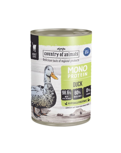 COUNTRY OF ANIMALS Cat Monoprotein Duck 400g kacsahús, nedves macskaeledel