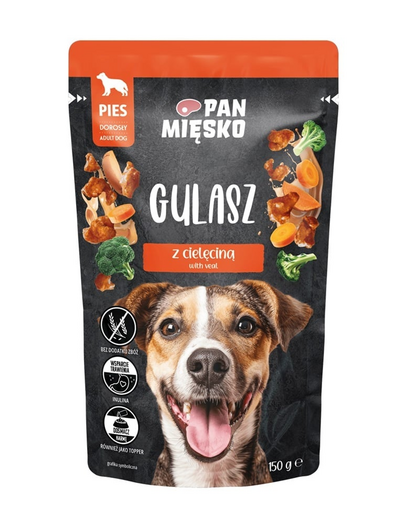 PAN MIĘSKO Gulyás pulykával és borjúhússal, nedves eledel kutyáknak 150g