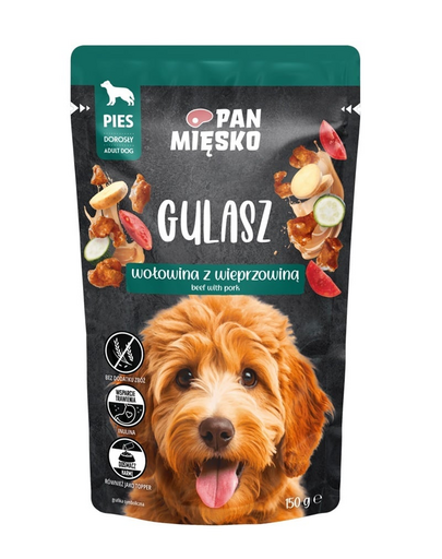PAN MIĘSKO Gulyás Marhahússal és sertéshússal nedves eledel kutyáknak 150g