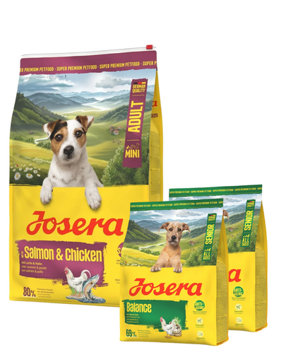 JOSERA Mini Adult Salmon and Chicken 10kg bezglutenowa karma z sosem dla psów małych ras + 2x900g karmy GRATIS