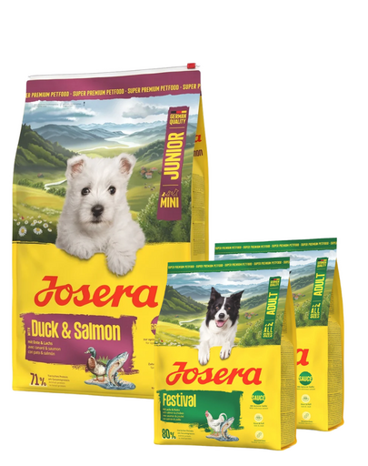 JOSERA Duck and Salmon Junior Mini 10 kg dla prawidłowego rozwoju szczeniąt małych ras + 2x900g karmy GRATIS