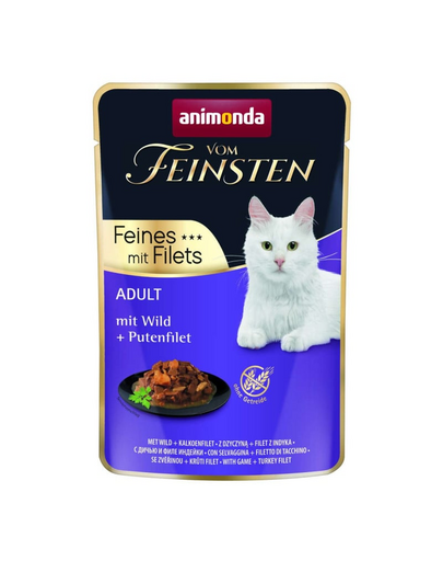 ANIMONDA Vom Feinsten Fines mit Filets Adult Vadhús és pulykafilé 85g nedves macskaeledel
