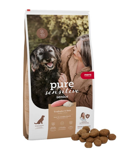 MERA Dog Pure Sensitive Senior Turkey Rice 12,5 kg pulyka és rizs, száraz táplálék idősebb kutyák számára