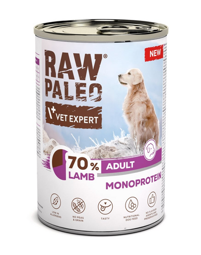 RAW PALEO Monoprotein Lamb Adult 400g bárányhús, nedves kutyaeledel