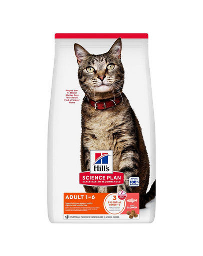 HILL'S Science Plan Feline Adult Salmon 10 kg száraz táp lazaccal felnőtt macskák számára