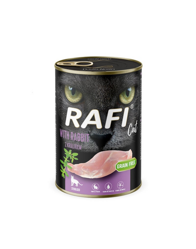 RAFI Cat Adult nyúllal 400 g nedves táplálék ivartalanított macskák számára