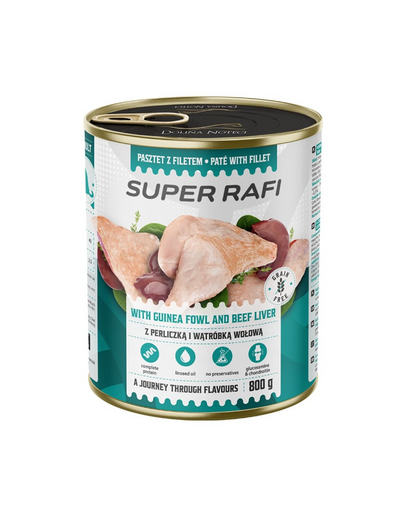 RAFI Super z perliczką i wątróbką wołową 800g pasztet dla psów 
