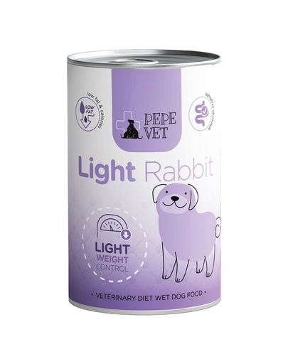 PAKA ZWIERZAKA PEPE Vet Light Rabbit 400 g nedves táplálék kutyáknak a túlsúly csökkentésének támogatására