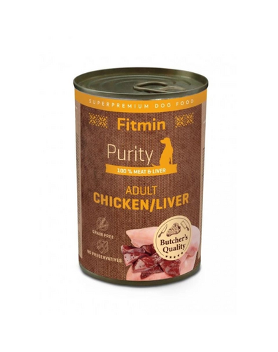 FITMIN Purity Adult Chicken with Liver 400 g csirke májjal, nedves kutyaeledel