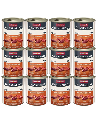 ANIMONDA GranCarno Wieprzowina z sercami drobiowymi dla psa 12x800 g