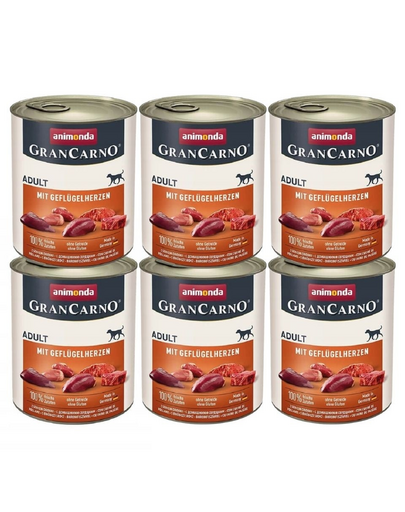 ANIMONDA GranCarno Wieprzowina z sercami drobiowymi dla psa 6x800 g