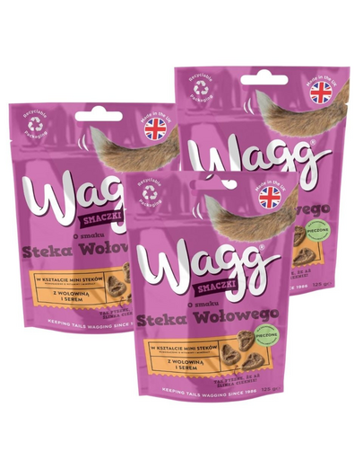 WAGG marhahúsos steak ízű 3x125g kutyakeksz