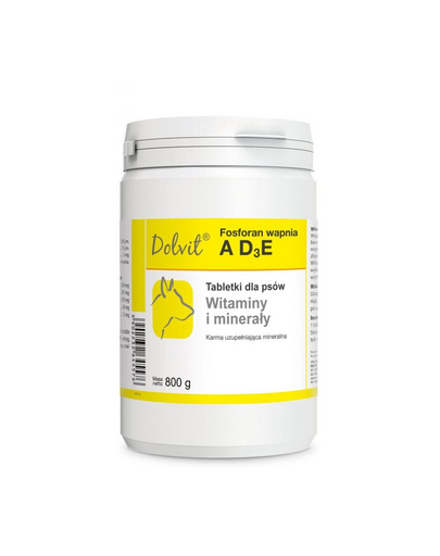 DOLFOS Dolvit Fosforan wapnia AD3E 800g (tabletkák) vitaminok és ásványi anyagok kutyák számára