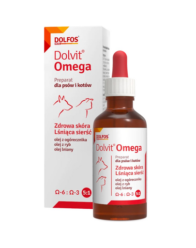 DOLFOS Dolvit Omega 50 ml omega zsírsav kutyák és macskák szőrhullásának csökkentésére