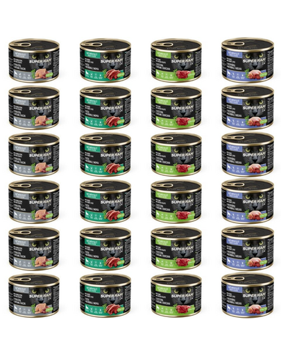 SUPER RAFI Cat Mix 4 Íz 24x185g nedves macskaeledel