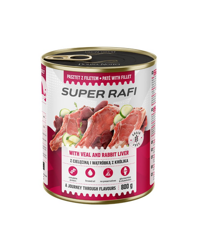 RAFI Super z cielęciną i wątróbką z królika 800g pasztet dla psów