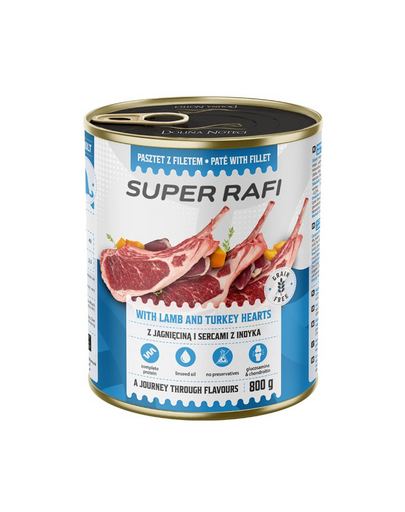 RAFI Super z jagnięciną i sercami z indyka 800g pasztet dla psów