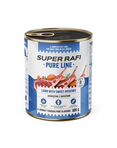 SUPER RAFI Pure Line bárány édesburgonyával 800g nedves kutyatáp