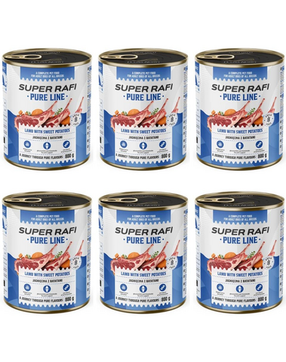 SUPER RAFI Pure Line bárány édesburgonyával 6x800g nedves kutyatáp