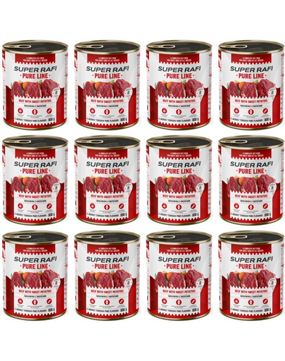 SUPER RAFI Pure Line marhahús édesburgonyával 12x800g nedves kutyatáp