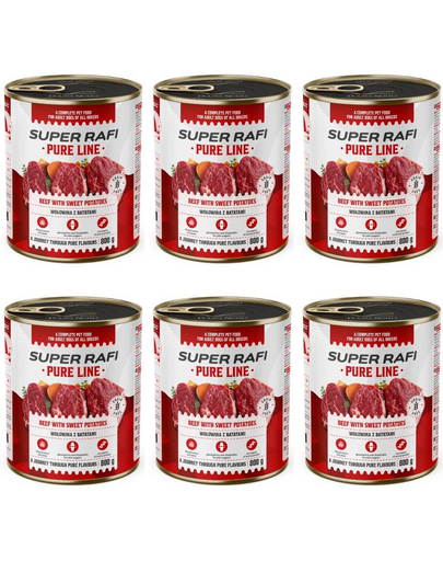 SUPER RAFI Pure Line marhahús édesburgonyával 6x800g nedves kutyatáp