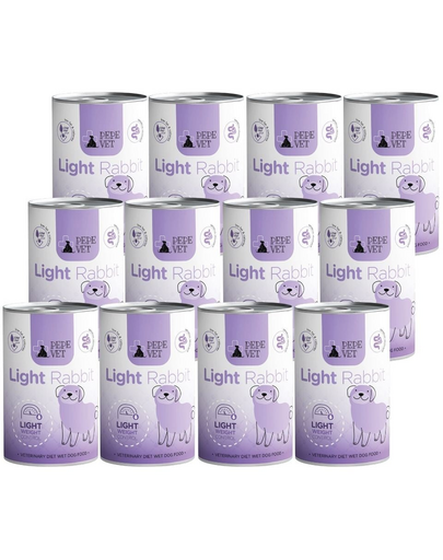 PAKA ZWIERZAKA PEPE Vet Light Rabbit 12x400 g nedves táplálék kutyáknak a túlsúly csökkentésére