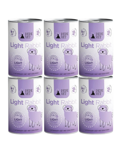 PAKA ZWIERZAKA PEPE Vet Light Rabbit 6x400 g nedves táplálék kutyáknak a túlsúly csökkentésének támogatására
