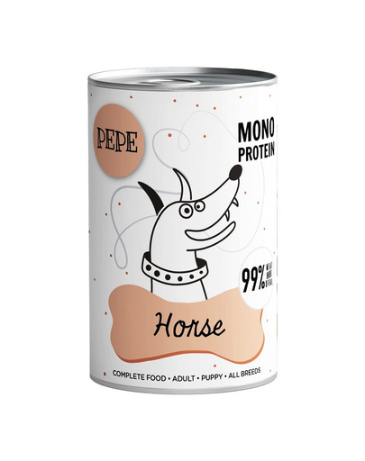 PAKA ZWIERZAKA PEPE Horse 99% (ló) 800g monoproteinás kutyatáp