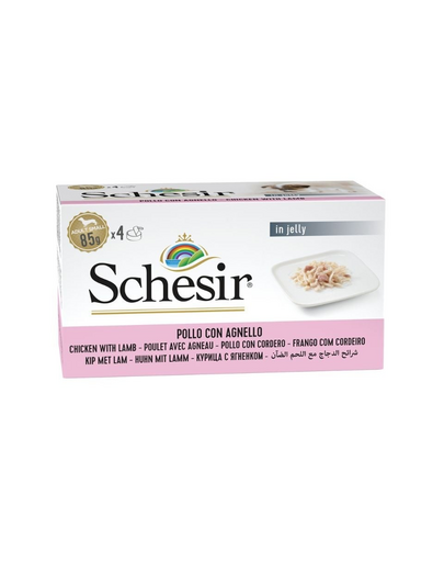SCHESIR Kurczak z jagnięciną w galarecie 4x85 g karma mokra dla psów