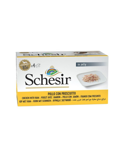 SCHESIR Kurczak z szynką w galarecie 4x85 g karma mokra dla psów