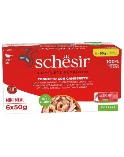 SCHESIR Tonhal garnélával zselében 6x50 g nedves táplálék macskáknak