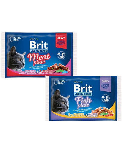 BRIT Ízek keveréke Cat Adult Meat and Fish Plate 8x100g