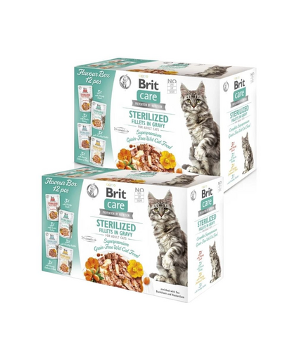 BRIT CARE Fillets in Gravy Box Pouch Sterilized 24x85g sterilizált macskáknak