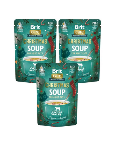 BRIT Care Cat Christmas Soup Beef 3x75g marhahúsos zöldségleves macskáknak