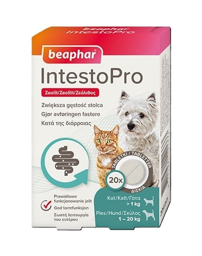 IntestoPro prawidłowe funkcjonowanie jelit 20 tabletek dla psów (do 20kg) i kotów