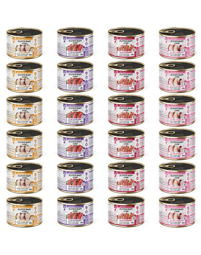 SUPER RAFI Mini Mix 4 Íz 24x185g nedves táplálék kisméretű kutyáknak