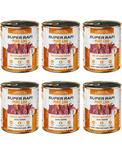 SUPER RAFI Pure Line kacsával édesburgonyával 6x800g nedves kutyatáp