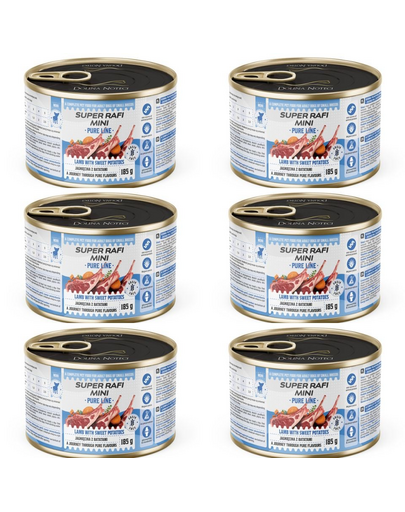 SUPER RAFI Mini Pure Line bárányhússal és édesburgonyával 6x185g nedves táplálék kisméretű kutyáknak