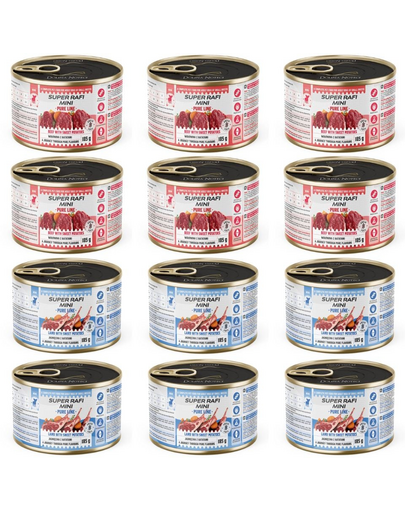 SUPER RAFI Mini Pure Line mix 2 íz édesburgonyával 12x185g nedves táplálék kisméretű kutyáknak