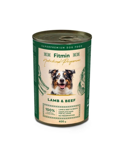 FITMIN Monoprotein Lamb and Beef 400 g bárány- és marhahússal, nedves kutyaeledel