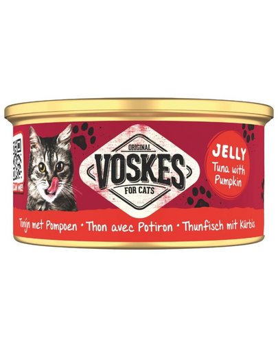 VOSKES Jelly Tuna with Pumpkin 85 g tonhal tökös zselében, kiegészítő táplálék macskáknak