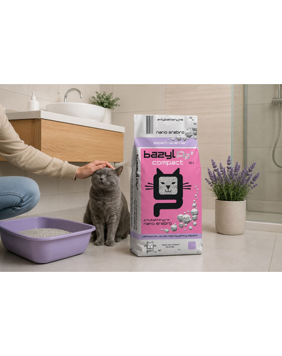 BAZYL Ag+ Compact Lavender 10L żwirek bentonitowy z jonami srebra o zapachu lawendy