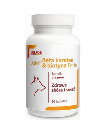 DOLFOS Dolvit Beta Karoten & Biotyna Forte 90 tabl. preparat na zdrową sierść i skórę dla psów