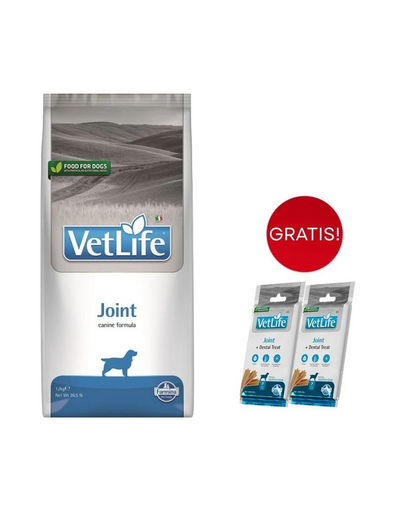 FARMINA Vet Life Dog Joint 12 kg kutyatáp az egészséges ízületekért + 2x FARMINA Vet Life Dental Treat Joint Medium/Maxi 100 g (7 db) AJÁNDÉK!