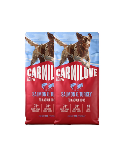 CARNILOVE Active Dog Salmon and Turkey Adult 2x12 kg lazac és pulyka, felnőtt kutyák számára