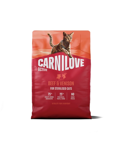 CARNILOVE Active Cat Beef and Venison Sterilised 2 kg wołowina i dziczyzna, dla kotów sterylizowanych