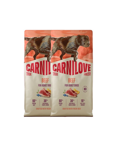 CARNILOVE True Fresh Dog Beef Adult 2x12 kg száraz táp friss marhahússal felnőtt kutyák számára