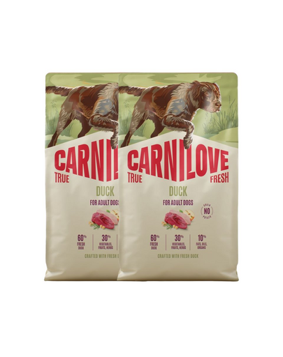 CARNILOVE True Fresh Dog Duck Adult 2X12 kg száraz táp friss kacsával felnőtt kutyák számára